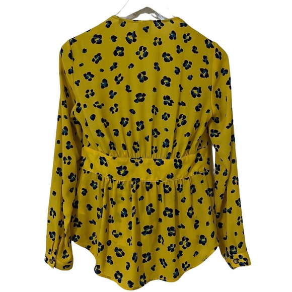 CAbi Sunny Limited Edition Yellow Leopard Print Tie Front Cardigan Style Top - S - Picture 4 of 7